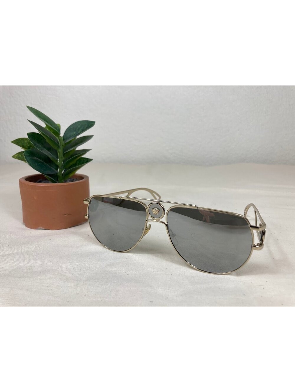 Versace VE2225 Medusa Gold Aviator Sunglasses 1252/6G